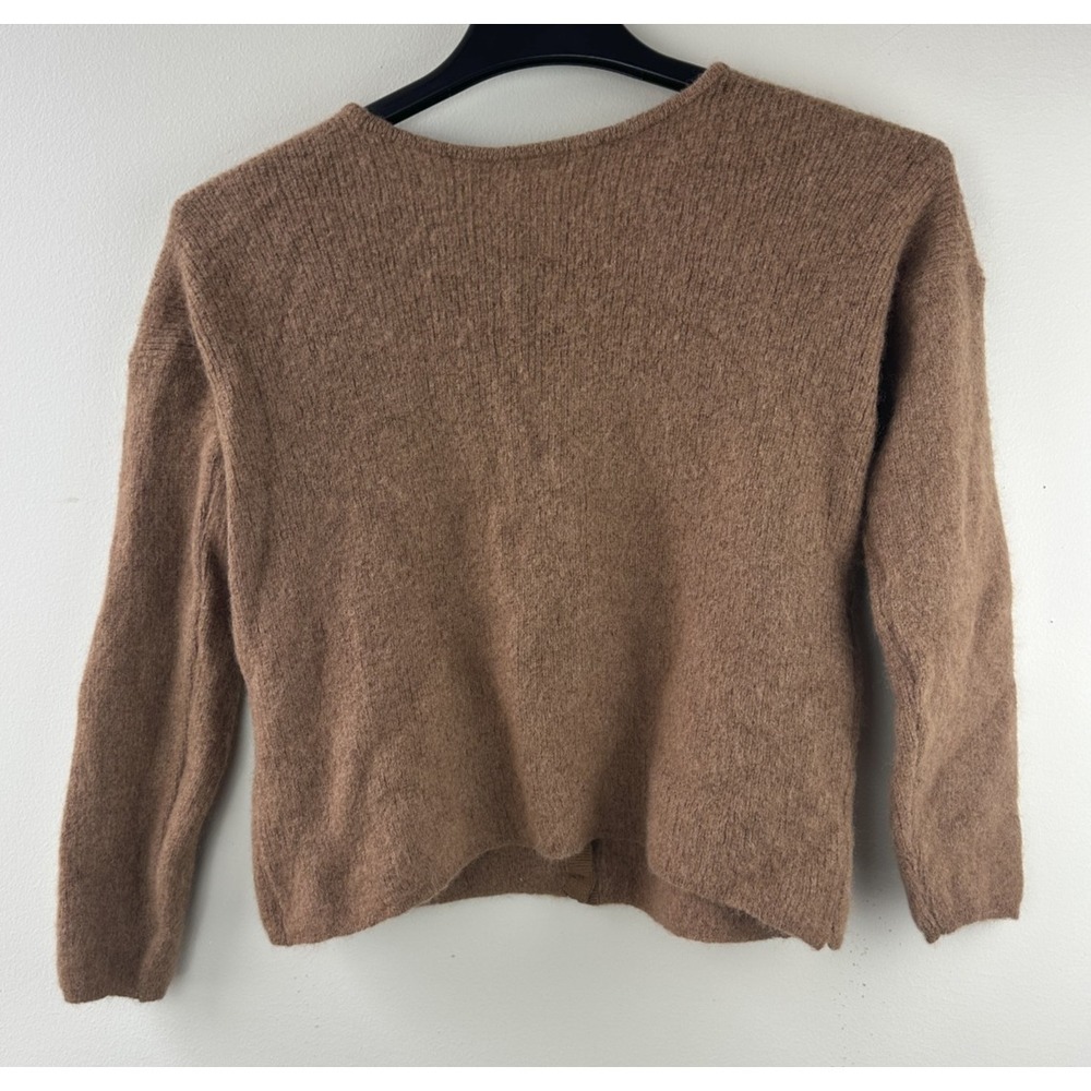 Sezane Gaspard Super Kid Mohair Baby Alpaca Cardigan Sweater Brown M Luxury - Picture 10 of 14
